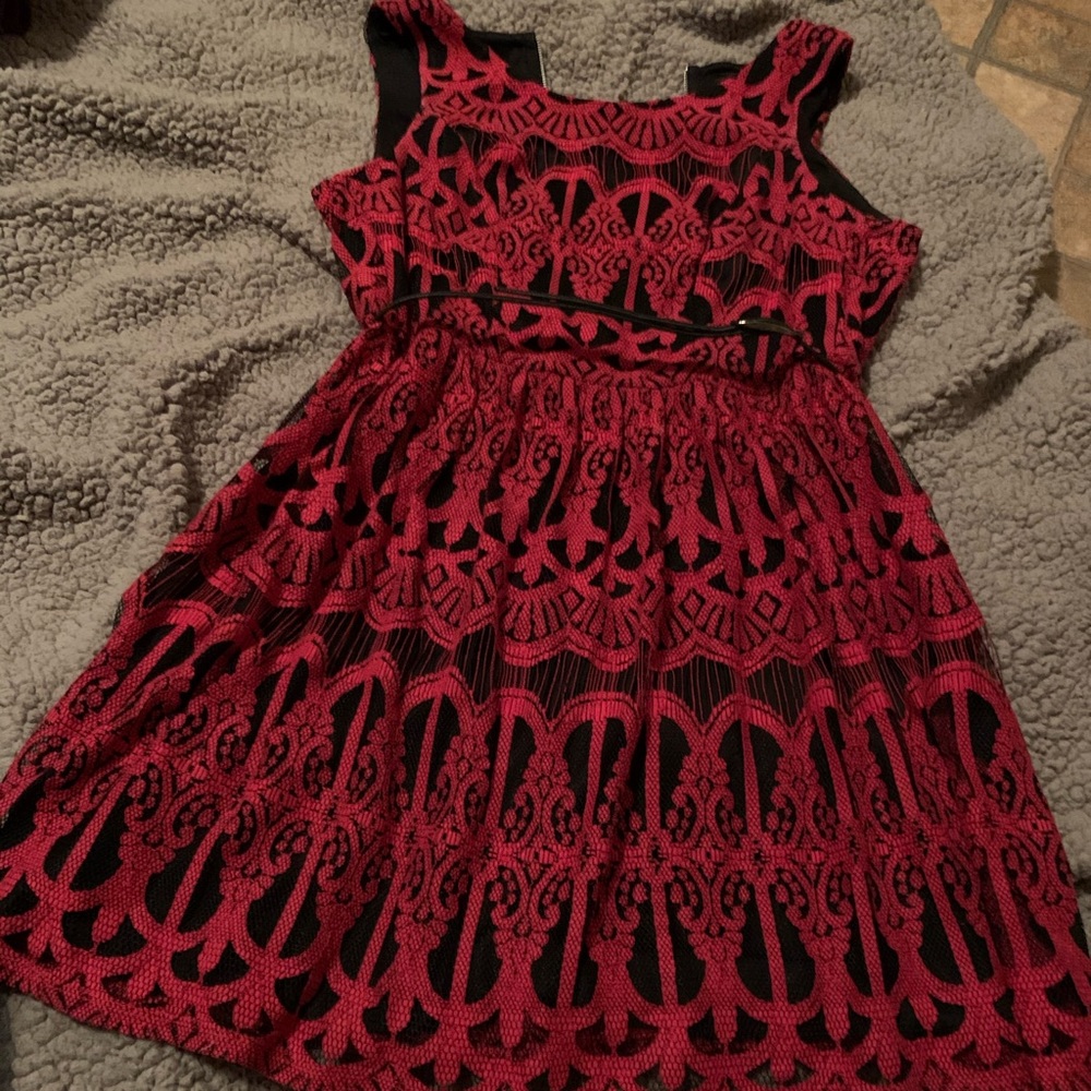 Red And Black Detailed Dress